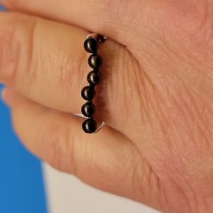 Black pearl sterling ring